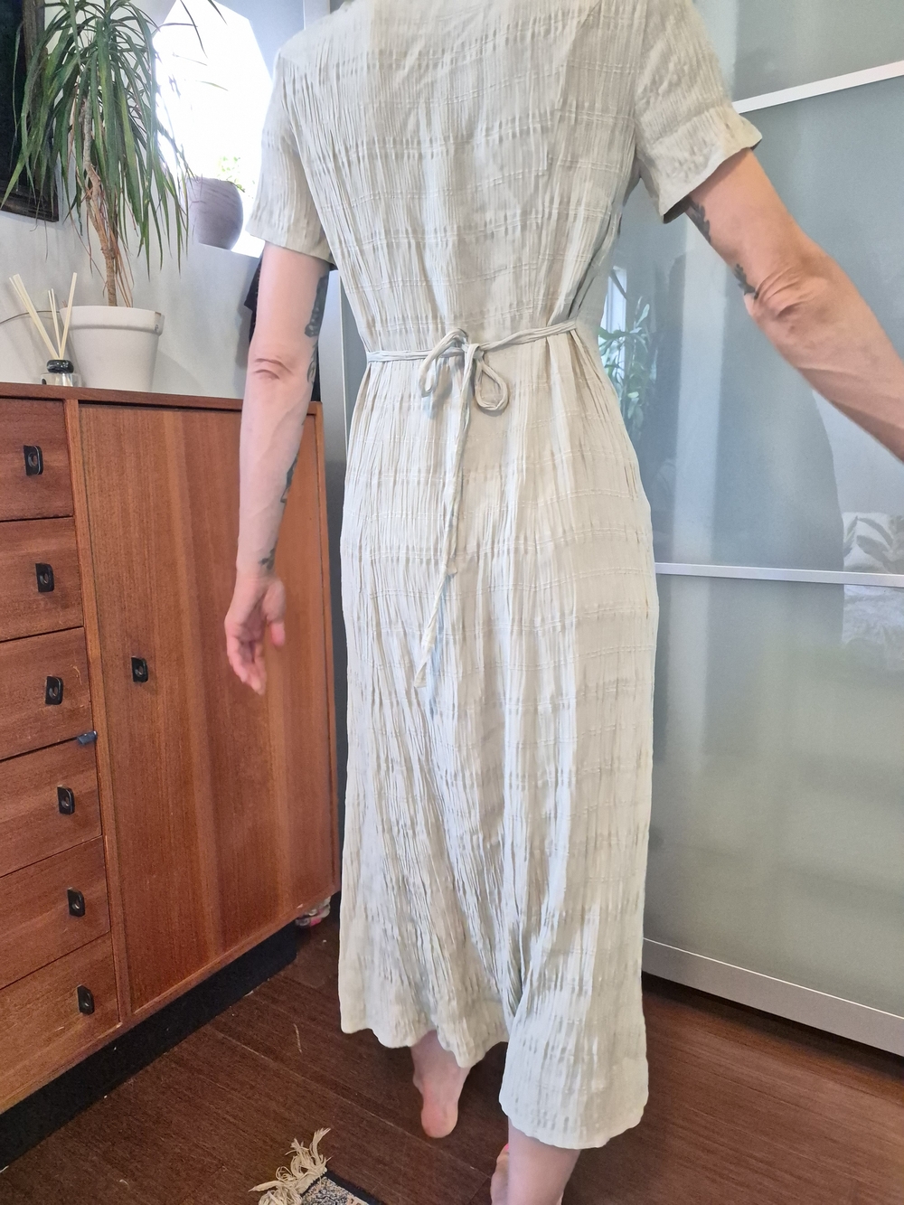 Light Beige Button-Front Maxi Dress - Picture 4 of 6